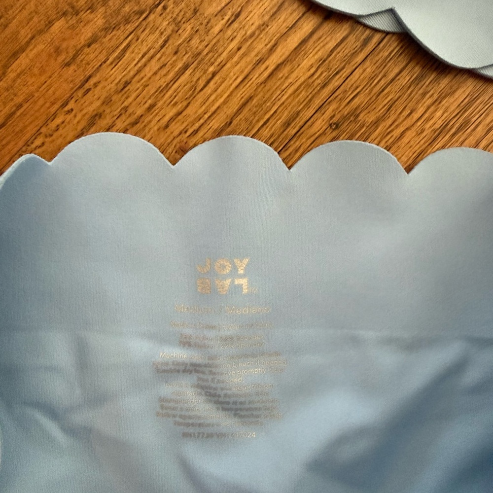 JoyLab Light Blue Scalloped Edge Sports Bra - Picture 2 of 5